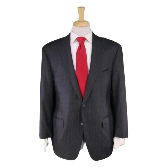 Samuelsohn Current Charcoal Gray Pinstripe Super 130's Wool Stretch Suit 42S - Picture 1 of 9